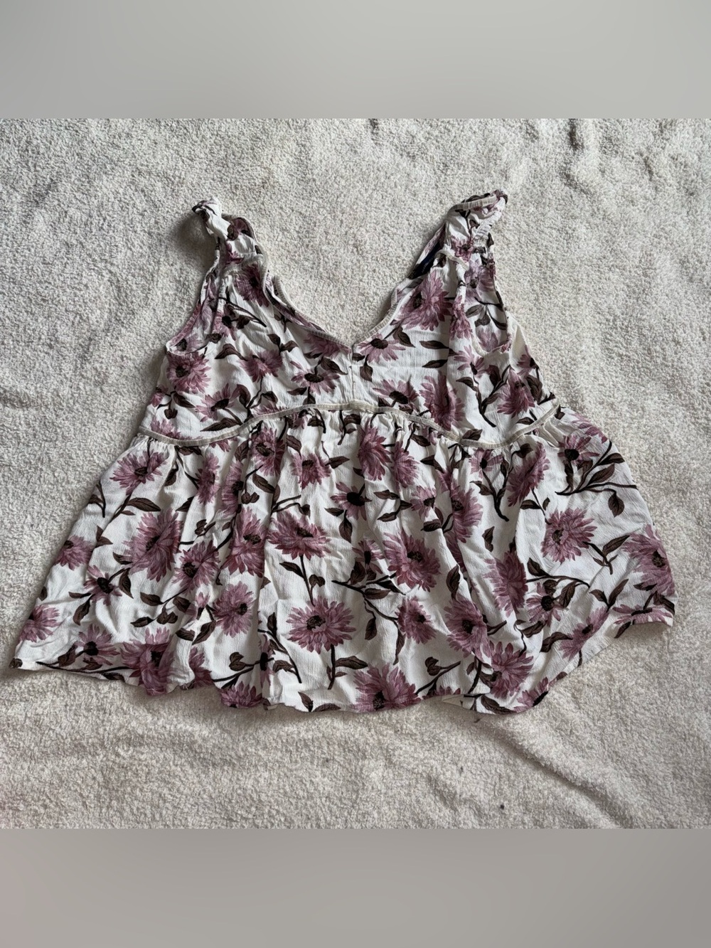 American Eagle Outfitters White Tank Top with Mauve Floral Print